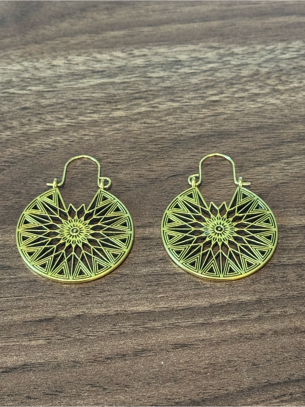 Gold Sunburst Filigree Drop Earrings
